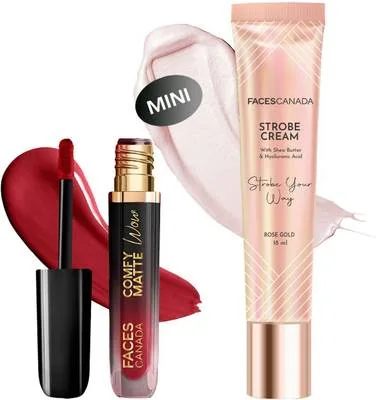 FACES CANADA Comfy Matte Wow Liquid Lipstick (3.8ml) & Strobe Cream (18ml)