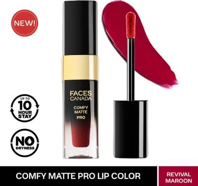 FACES CANADA Comfy Matte Pro Lip Color | 10hr stay | Comfortable | Revival maroon14 5.5 ml