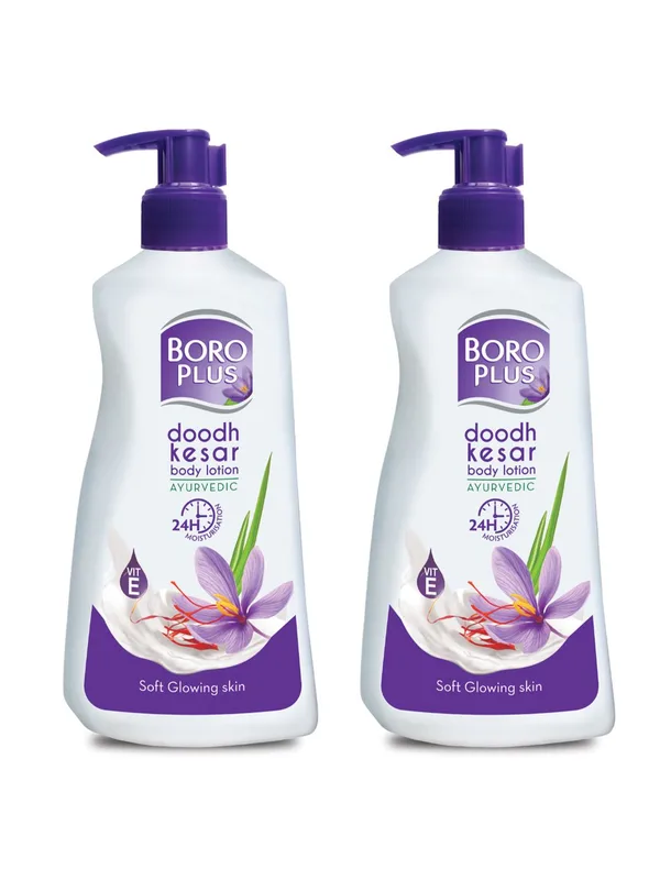 BOROPLUS Set Of 2 Ayurvedic Doodh Kesar Body Lotion With Vitamin E - 600ml Each