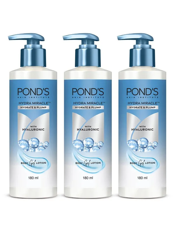 Ponds Set Of 3 Hydra Miracle Hydrate & Plump Body Gel Lotion - 180ml Each