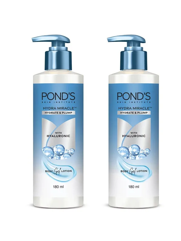 Ponds Set Of 2 Hydra Miracle Hydrate & Plump Body Gel Lotion - 180ml Each