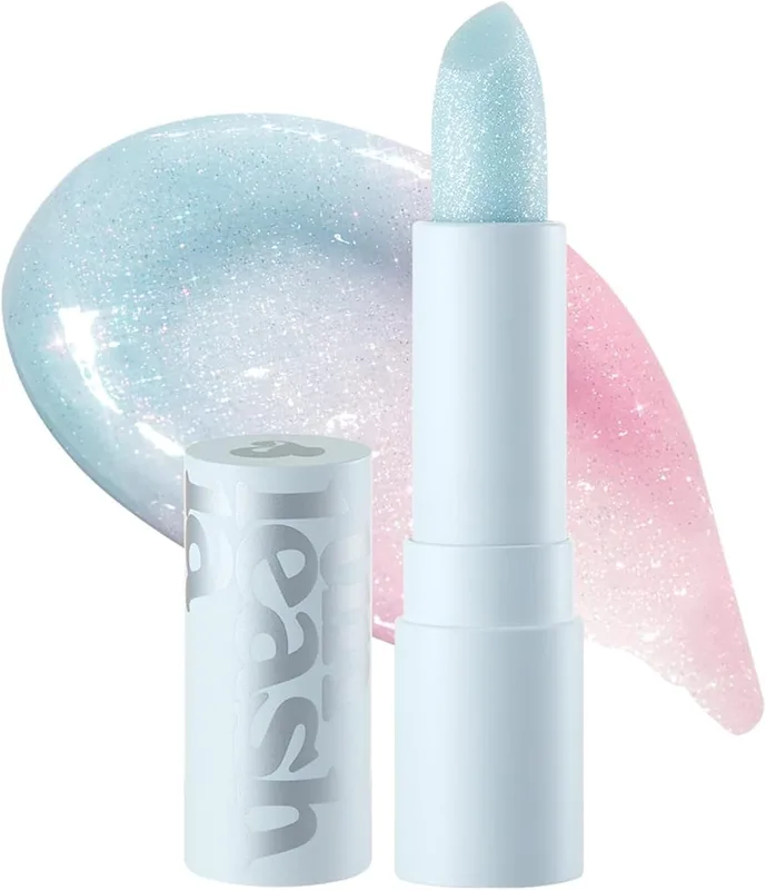 UNLEASHIA Glacier Vegan Lip Balm |Glitter|Moisturizing|Vitamins|Shea Butter|Glossy|Lip Base #No.2 Blue Lagoon (No.2 Blue Lagoon), 1 Count