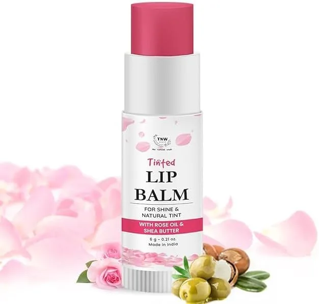TNW-The Natural Wash Rose Multipurpose Tinted Lip Balm for Dry & Chapped Lips- Pink, 6g | 100% Natural Pink Tint Lip Balm Add Glossy Sheen on Lips for long-lasting with Shea Butter & Vitamin E