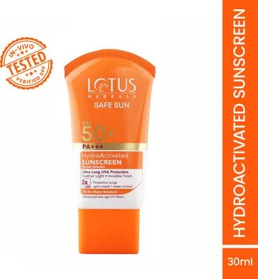 LOTUS HERBALS Sunscreen - SPF SPF 50+ PA+++ Safe Sun HydroActivated Face