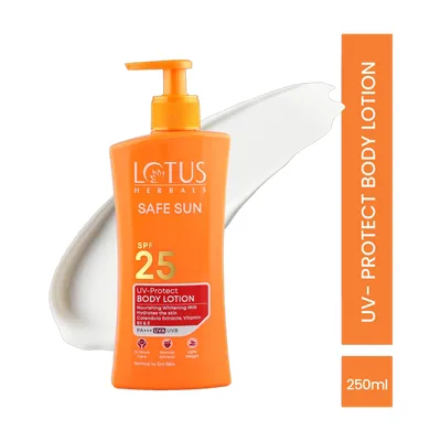 LOTUS HERBALS Sunscreen - SPF 25 PA+++ SAFE SUN UV-Protect BODY LOTION Nourishing Whitening Milk
