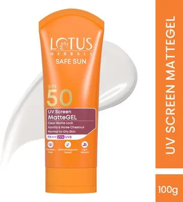 LOTUS HERBALS Sunscreen - SPF 50 PA+++ Safe Sun UV Screen Matte Gel- SPF50 PA+++