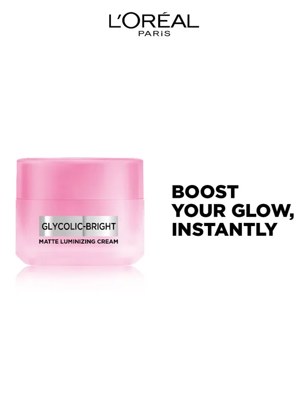 LOreal Paris Glycolic Bright Matte Luminizing Cream to Fade Dark Spots - 50 ml