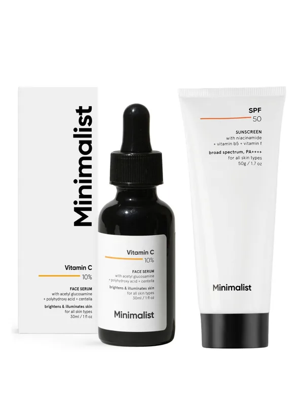Minimalist Set of Vitamin C Face Serum 30ml + Multi Vitamin Sunscreen 50ml