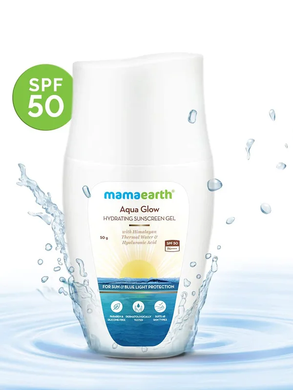 Mamaearth Aqua Glow Hydrating SPF50 PA+ Sunscreen Gel With Himalayan Thermal Water - 50g