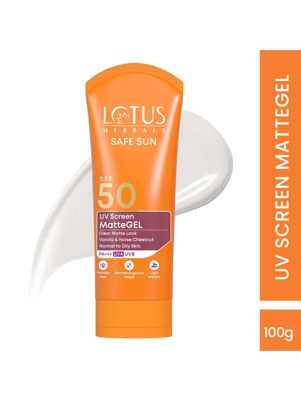 Lotus Herbals  Safe Sun UV Screen Matte Gel Sunscreen with SPF 50 100 g