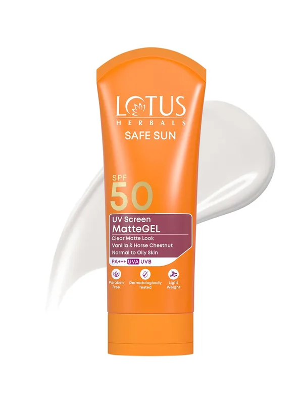Lotus Herbals Unisex Safe Sun SPF 50 UV Screen MatteGel Sunscreen - 30 g