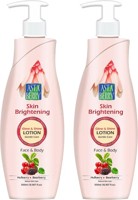Astaberry Skin Brightening Glow and Shine Lotion 300ml Pack of 2, (2 x 300ml) - Bright & Radiant | Goodness Of Mulberry & Bearberry Extracts | Moisturized and deeply hydrated skin | Soft and Bright skin
