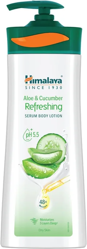 Himalaya Aloe & Cucumber Refreshing Serum Body Lotion| 400ml| Aloe Vera | Cucumber Extracts| Refreshes & Cools Skin | 48 H Moisturization | pH 5.5 | Moisturizes 5 Layers Deep