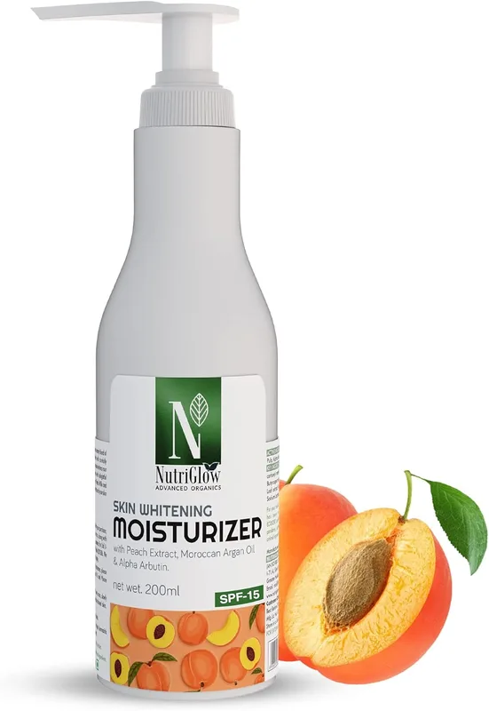 NutriGlow Advanced Organics Skin Lightening Moisturizer For Deeply Nourishing, Hydrating With Broad Spectrum SPF 15, All Skin Types, No Sulphate, 200 ml