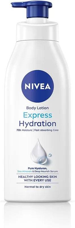 NIVEA Express Hydration Body Lotion, 400ml | 72 H Moisturization & Hydration for Summer | Goodness of Sea Minerals & Deep Moisture Serum | Non Greasy & Healthy Looking Skin |For All Skin Types