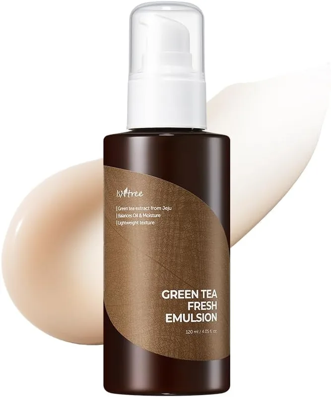 Isntree Green Tea Fresh Facial Emulsion Lotion 120Ml, 4.06 Fl. Oz. | Deep Moisturizing | Sebum Control | Refreshing| Fine Skin Texture | Hypoallergenic | Dermatologist Tested