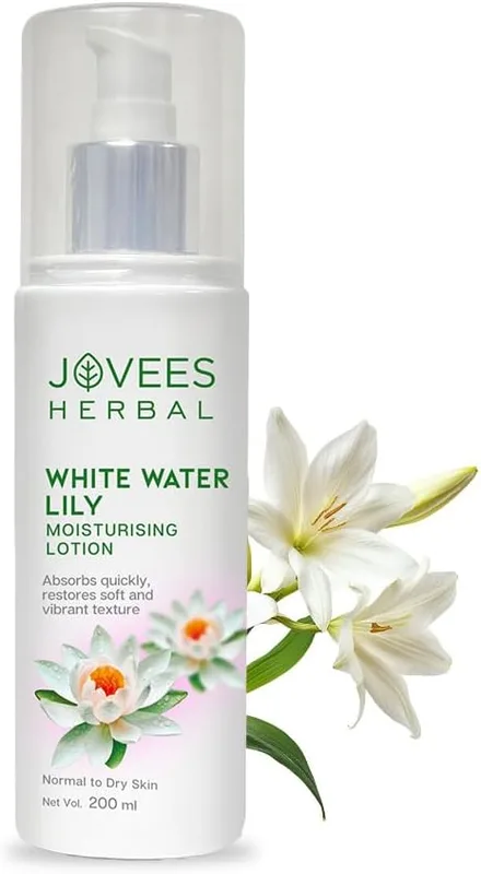 Jovees Herbal White Water Lily Moisturizing Lotion For Flawless Skin | Face Moisturiser For Everyday Use for Normal to Dry Skin | Lightweight, Non-Sticky, Optimum Moisturization- 200ML