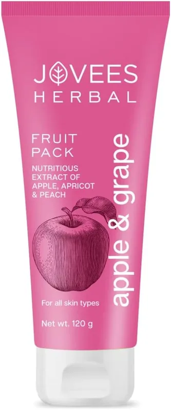Jovees Herbal Apple & Grape Fruit Pack | With Apple, Apricot & Peach Extracts | For Uneven Skin Tone | For All Skin Types | 120gm
