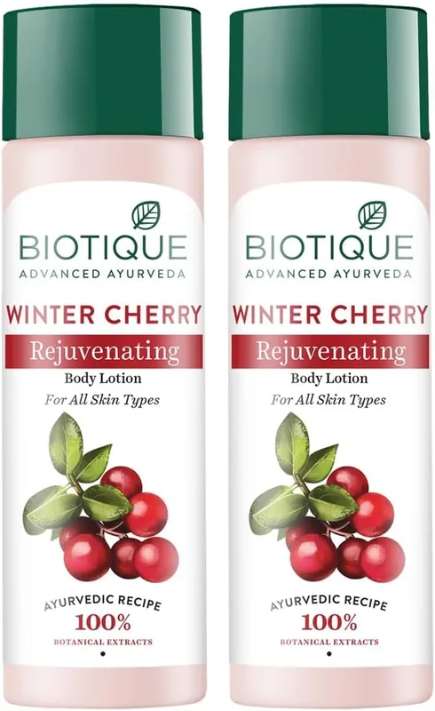 Biotique Bio Wintercherry Lightening And Rejuvenating Body Nourisher Lotion, 190Ml (Pack Of 2)