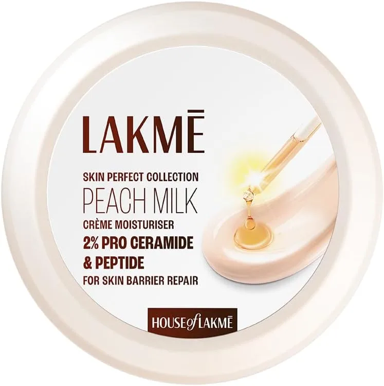 Lakmé Peach Milk Creme Moisturizer with 2% Pro-Ceramide & Peptides | Repairs Damaged Skin Barrier & Gives Intense Hydration | For Dry, Normal & Sensitive 300g
