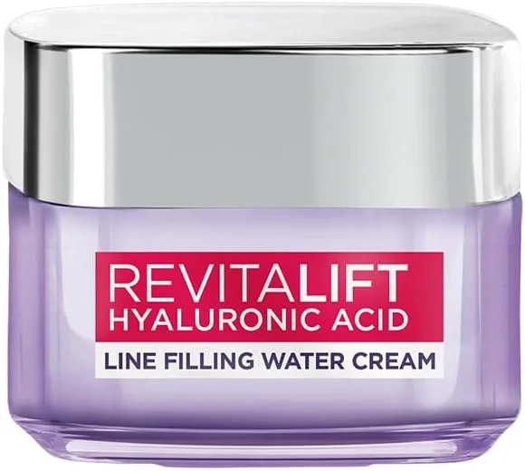 L'Oréal Paris Hyaluronic Acid Line Filling Water Cream, Moisturiser, Hyaluronic Acid for Hydration, Replumps Skin, Ceramides for Skin Barrier Repair, Reduces Fine Lines, 50ml