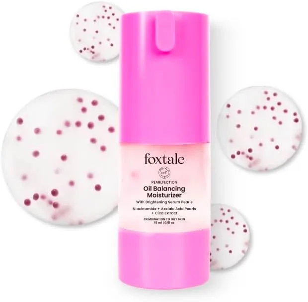 Foxtale Oil-Balancing Gel Face Moisturizer with Niacinamide & Cica | 8hr Oil-Free Glow | Lightweight & Non-Greasy | Reduces Acne & Calms Skin | For Oily & Acne-Prone Skin, 15ml | Men & Women