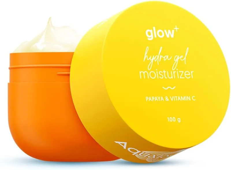 Aqualogica Glow+ Hydra Gel Moisturizer with Vitamin C & Papaya - 100 g|24-Hour Intense Hydration|Weightless Water-Like Gel Texture|Non Sticky & Quick Absorbing for Glowing Skin