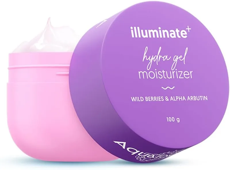 Aqualogica Illuminate + Hydra Gel Moisturizer with Wild Berries & Alpha Arbutin-100g|24 Hour Intense Hydration|Water-Like Gel Texture|Non-Sticky & Quick Absorbing for Luminous Skin