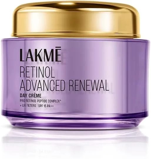 Lakme Retinol Advanced Renewal Day Creme Pro-Retinol Peptide Complex + UV Filters & SPF 15 PA++ 50G