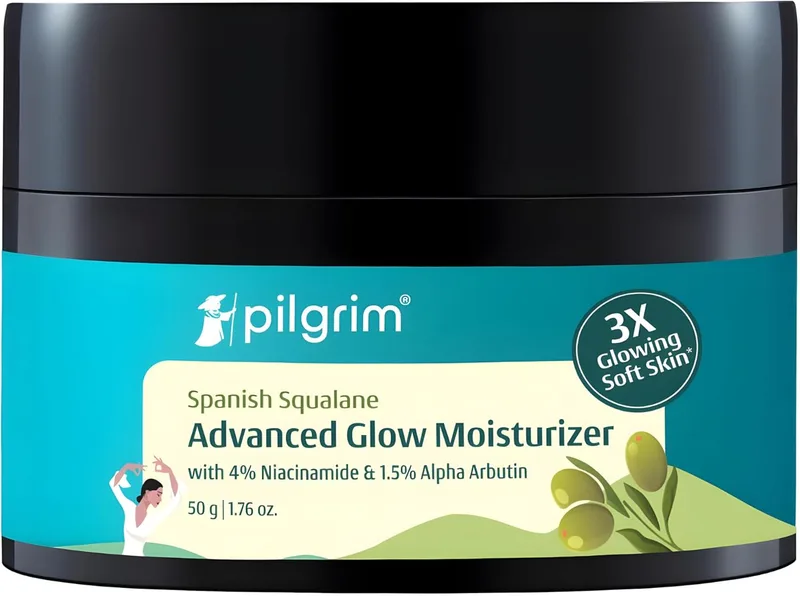 Pilgrim Squalane Niacinamide & Vitamin C Glow Moisturizer for face, dry skin hydration | With vitamin c for glowing skin | Non-greasy | For Women and Men I 50 gm