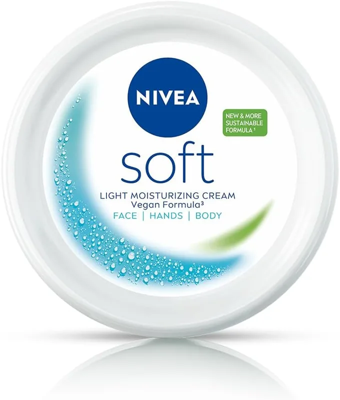 NIVEA Soft Moisturizing Cream, Lightweight Non-Sticky Daily Moisturizer with 72Hr Hydration, Vitamin E & Jojoba Oil | Hydrating Face, Body & Hand Cream for Dry to Normal Skin | Soft Glowing Skin - 200ml
