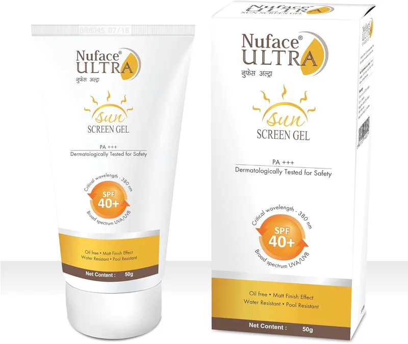 Nu face Ultra Sunscreen SPF 40+ Gel, Oil Free, Water Resistant, Matte Finish Effect, UVA & UVB Protection, PA+++