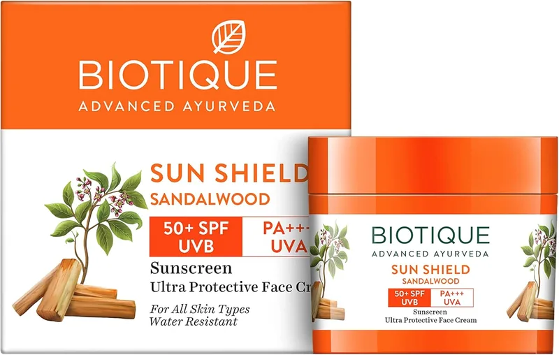 Biotique Bio Sandalwood Sunscreen Ultra Soothing Face Lotion, SPF 50+ |Ultra Protective Lotion| Keeps Skin Soft, Fair and Moisturized| Water Resistant| For All Skin Types| 50ml