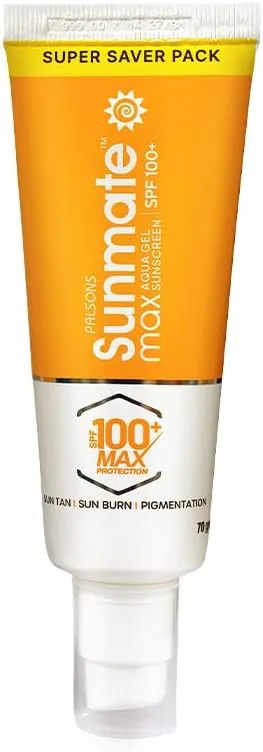 Sunmate Max SPF 100+ PA++++ Broad Spectrum Sunscreen | Oil-Free, Matte Finish, Zero White Cast | For Pigmented & Sensitive Skin | 70 GM