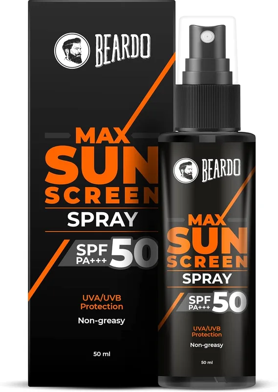 Beardo Max Sunscreen SPF 50 & PA+++ Spray for Men | Non-greasy Spray for Men | Easy Application of Sunscreen for Oily Skin | UVA UVB Protection | 50ml