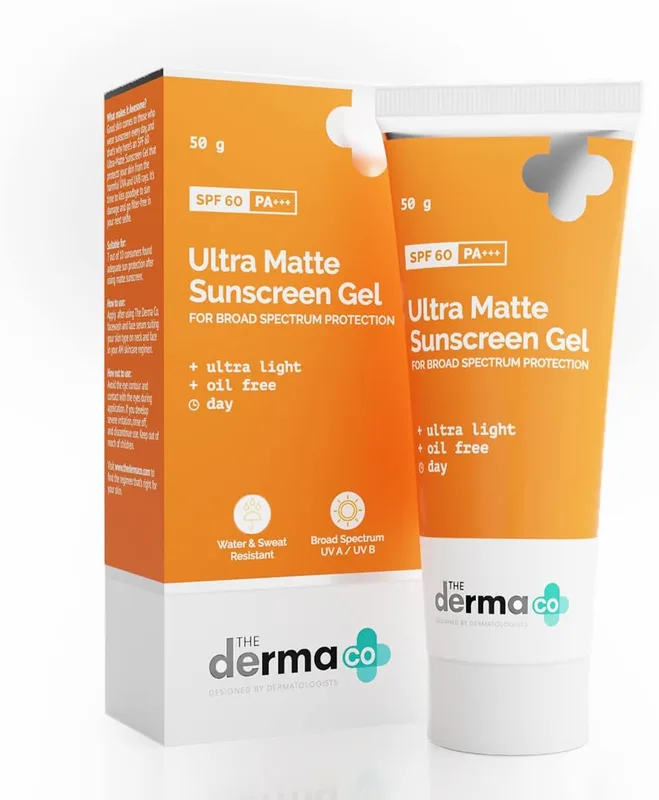 The Derma Co Ultra Matte Sunscreen Gel with SPF 60|Prevents Sun Damage|For all skin type, 50 g