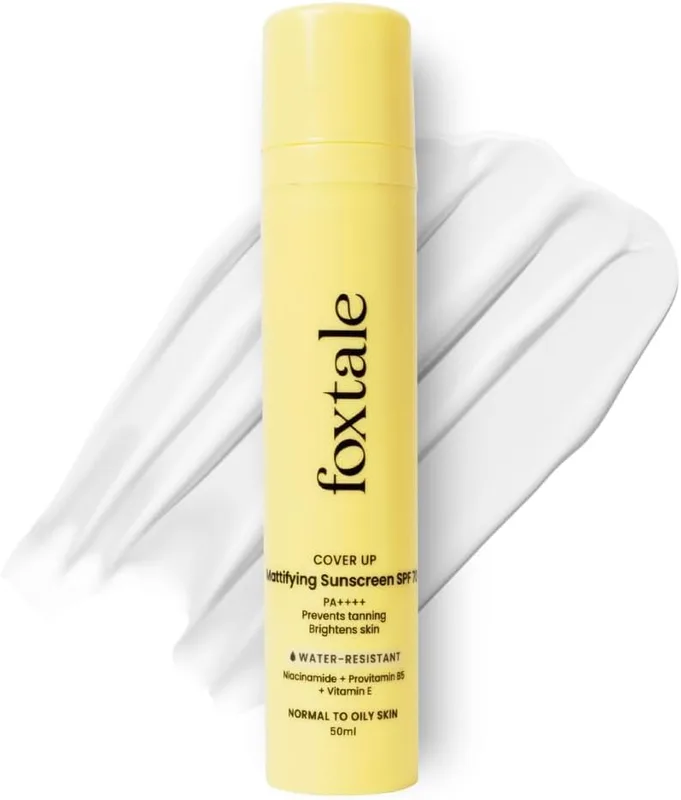Foxtale SPF 70 Gel-Cream Sunscreen for Oily Skin | Oil Control Sunscreen with PA++++ & Niacinamide | UVA UVB Protection | Prevents Tan | Lightweight, Pore-minimising, No White Cast | 50ml