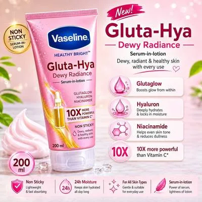 Vaseline Healthy Bright Gluta -Hya Dewy Radiance Serum in lotion 200 ml