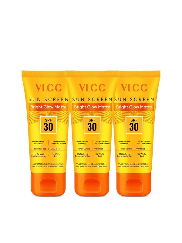 VLCC Set of 3 Bright Glow Matte SPF 30 SunScreen Gel Creme - 50g each