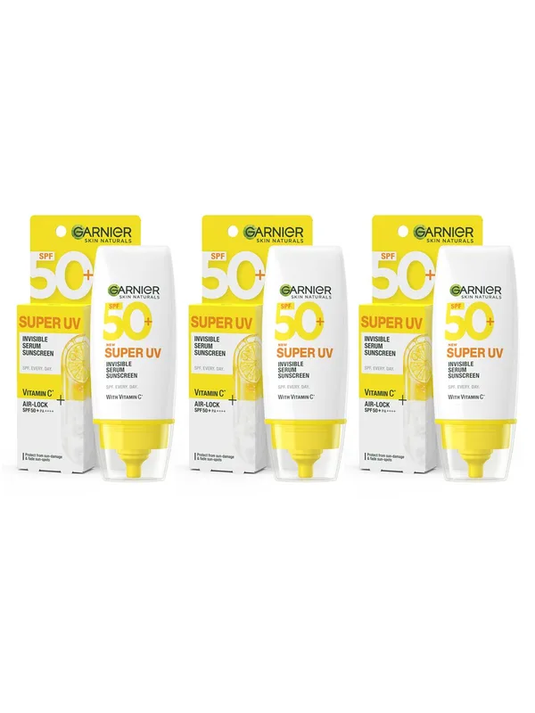 Garnier Set of 3 Super UV SPF50 PA++++ Invisible Serum Sunscreen - 30 ml each