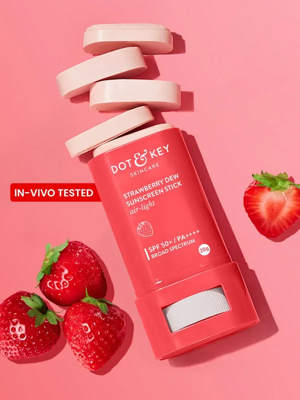 DOT & KEY Strawberry Dew Sunscreen Stick In-Vivo Tested SPF 50+ PA++++ Makeup Friendly-20g