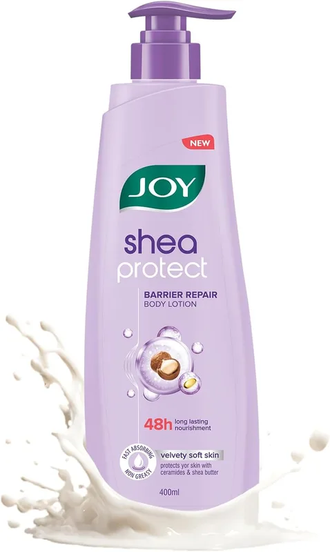 Joy Shea Protect Summer Body Lotion 400ml | For Skin Barrier Repair | 48 Hour Nourishment WIth Ceramide & Shea Butter | Fast Absorbing & Non Greasy Lotion | Velvety Soft Skin | For Normal to Dry Skin