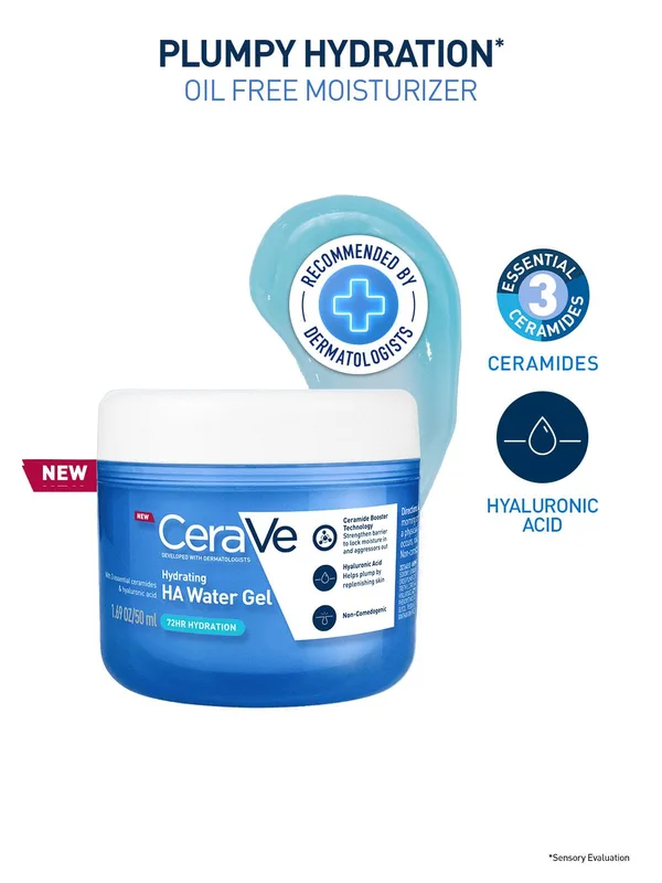 CeraVe HA Water Gel Oil-Free Moisturizer with Hyaluronic Acid for Plumpy Hydration - 50 ml