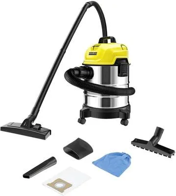 Karcher WD 1S Classic Wet & Dry Vacuum Cleaner with Anti-Bacterial Cleaning, Reusable Dust Bag