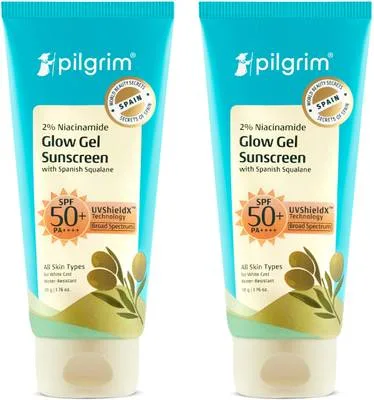Pilgrim Sunscreen - SPF 50 PA+++ 2% Niacinamide Glow Sunscreen SPF 50 PA+++ Broad Spectrum UVA/UVB Pack of 2