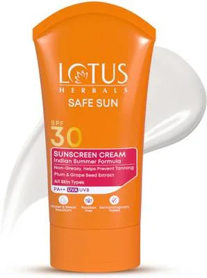 LOTUS HERBALS Sunscreen - SPF 30 PA++ Sun Block Cream Sweat & Water Proof, Non Greasy SPF 30 PA++