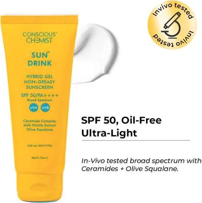 Conscious Chemist Sunscreen - SPF 50 PA++++ Ceramides Sunscreen SPF 50 PA++++ | Olive Squalane | Lightweight & No White Cast