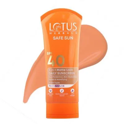 LOTUS HERBALS Sunscreen - SPF 40 PA+++ Safe Sun 3-in-1 Matte Look Tinted Sunscreen SPF 40 PA+++, Non-Greasy