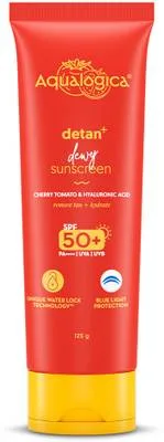 Aqualogica Sunscreen - SPF 50 PA++++ Detan + Dewy Sunscreen with Cherry Tomato & Hyaluronic Acid