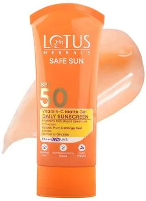 LOTUS HERBALS Sunscreen - SPF 50 PA+++ Safe Sun Vitamin-C MatteGEL Daily Sunscreen SPF 50 PA+++